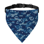 Blue Camouflage Knitted Pattern Print Over The Collar Dog Bandana