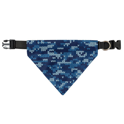 Blue Camouflage Knitted Pattern Print Over The Collar Dog Bandana