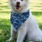 Blue Camouflage Knitted Pattern Print Over The Collar Dog Bandana
