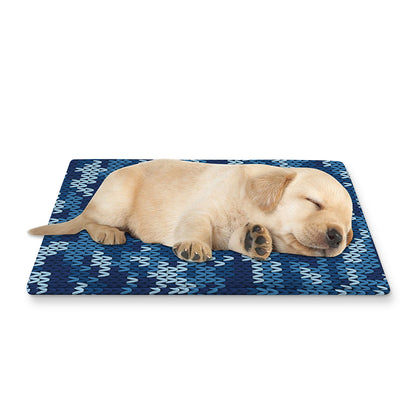 Blue Camouflage Knitted Pattern Print Pet Cooling Mat Cover