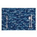 Blue Camouflage Knitted Pattern Print Placemat