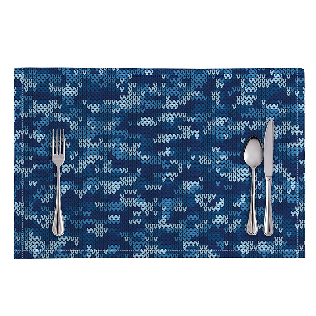 Blue Camouflage Knitted Pattern Print Placemat