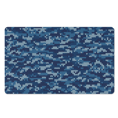 Blue Camouflage Knitted Pattern Print Polyester Doormat