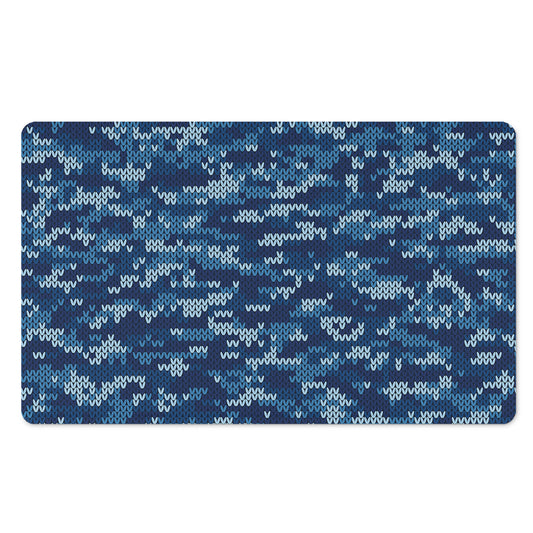 Blue Camouflage Knitted Pattern Print Polyester Doormat