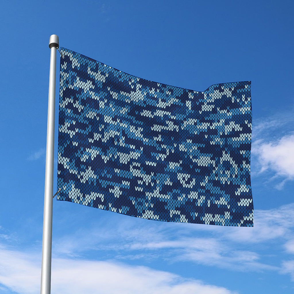 Blue Camouflage Knitted Pattern Print Polyester Flag