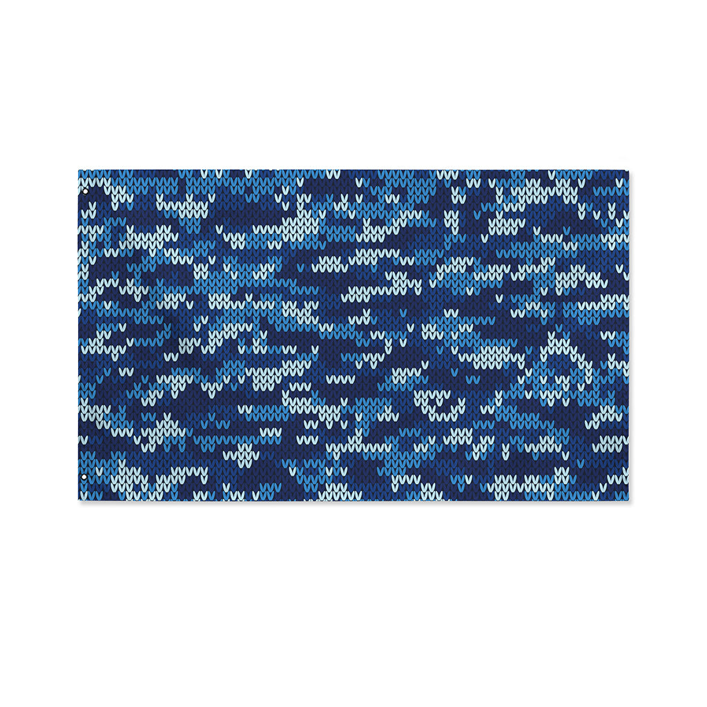 Blue Camouflage Knitted Pattern Print Polyester Flag