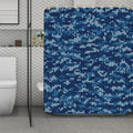 Blue Camouflage Knitted Pattern Print Polyester Shower Curtain
