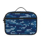 Blue Camouflage Knitted Pattern Print Portable Lunch Bag