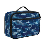 Blue Camouflage Knitted Pattern Print Portable Lunch Bag