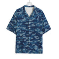 Blue Camouflage Knitted Pattern Print Rayon Hawaiian Shirt