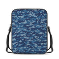 Blue Camouflage Knitted Pattern Print Rectangular Crossbody Bag