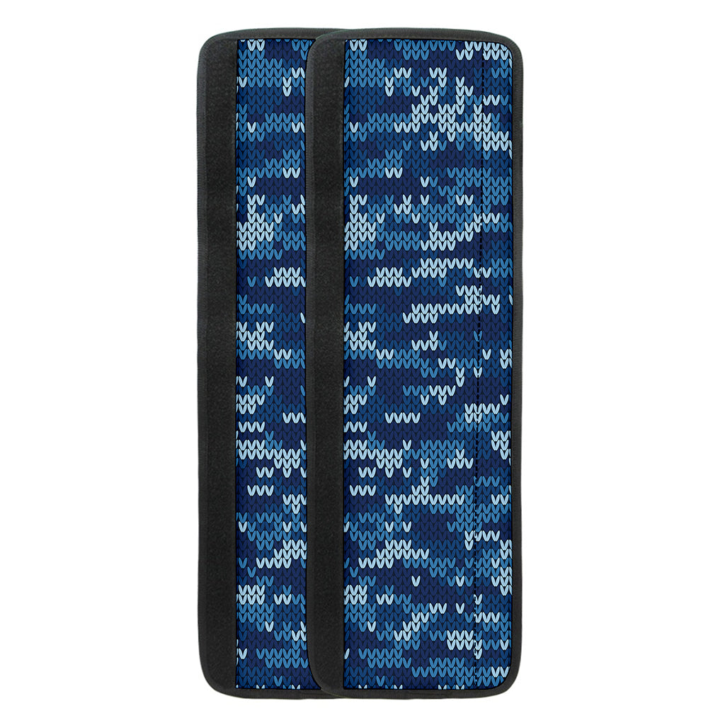 Blue Camouflage Knitted Pattern Print Refrigerator Handle Covers