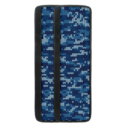Blue Camouflage Knitted Pattern Print Refrigerator Handle Covers