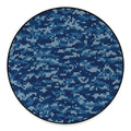 Blue Camouflage Knitted Pattern Print Round Floor Mat
