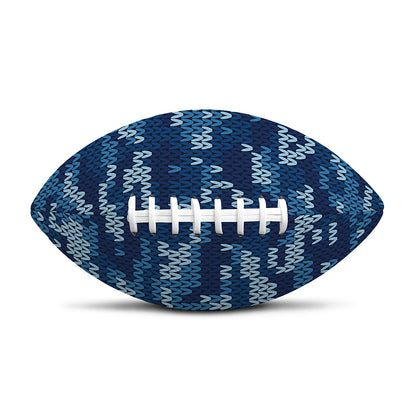 Blue Camouflage Knitted Pattern Print Rugby Ball