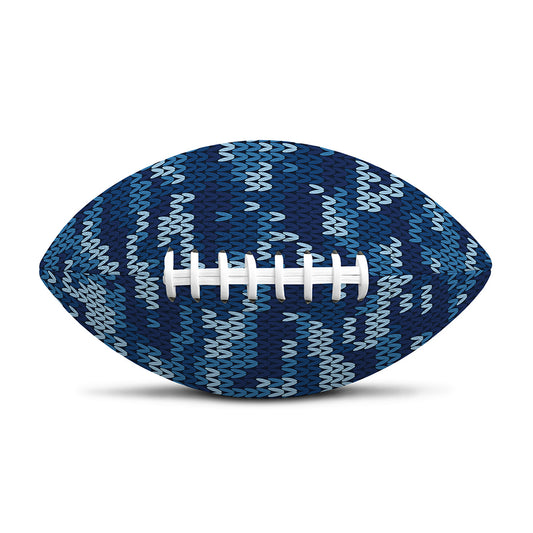 Blue Camouflage Knitted Pattern Print Rugby Ball