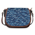 Blue Camouflage Knitted Pattern Print Saddle Bag