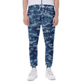 Blue Camouflage Knitted Pattern Print Joggers