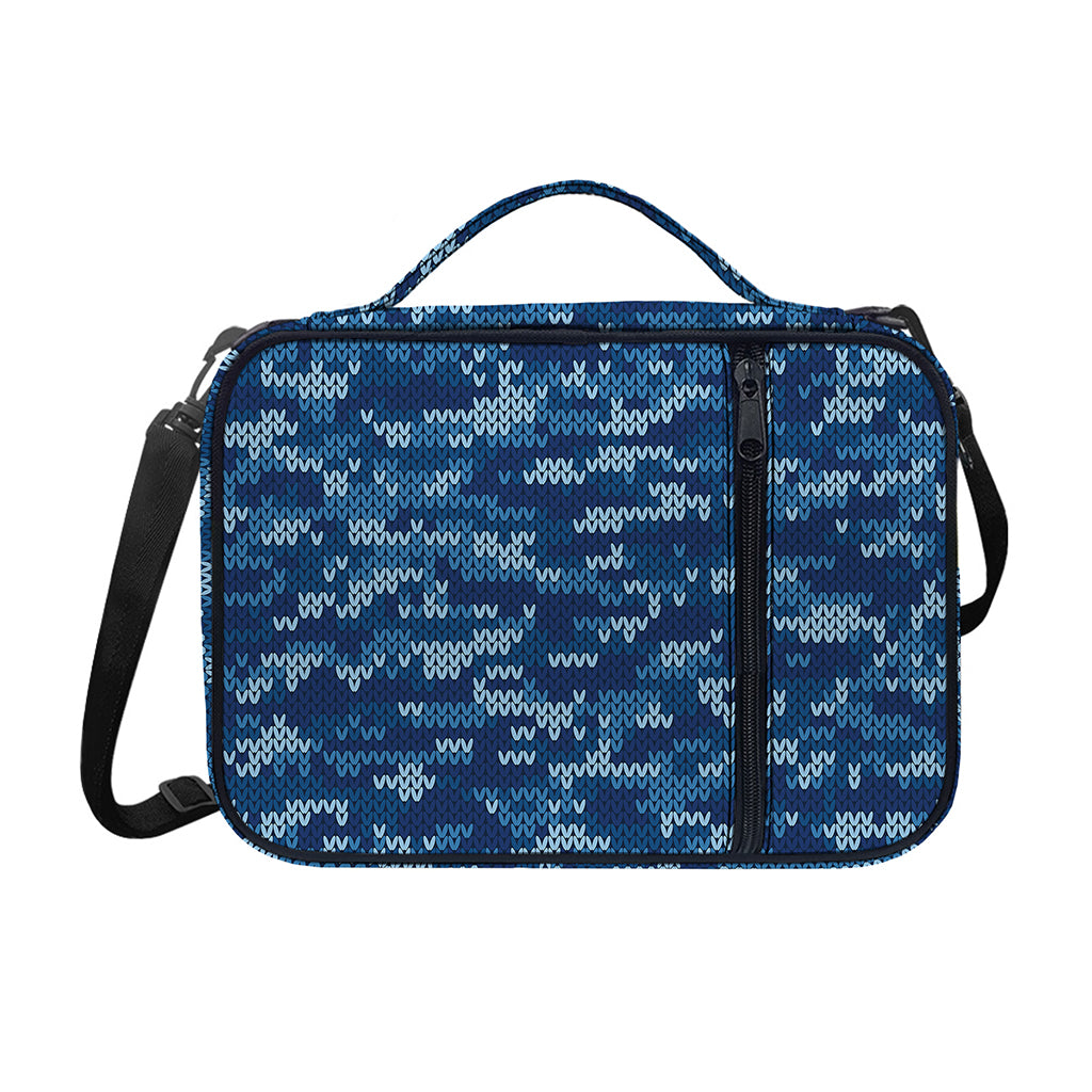 Blue Camouflage Knitted Pattern Print Shoulder Strap Bible Bag