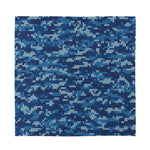 Blue Camouflage Knitted Pattern Print Silk Bandana