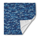 Blue Camouflage Knitted Pattern Print Silk Bandana