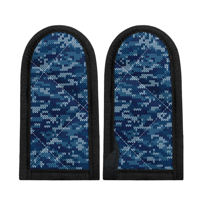 Blue Camouflage Knitted Pattern Print Skillet Handle Cover