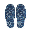 Blue Camouflage Knitted Pattern Print Slippers