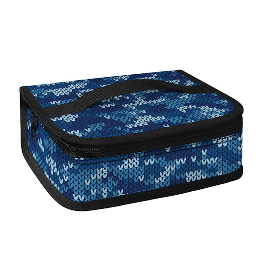 Blue Camouflage Knitted Pattern Print Small Lunch Bag