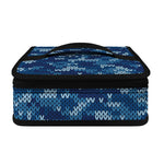 Blue Camouflage Knitted Pattern Print Small Lunch Bag