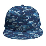 Blue Camouflage Knitted Pattern Print Snapback Cap