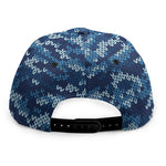 Blue Camouflage Knitted Pattern Print Snapback Cap