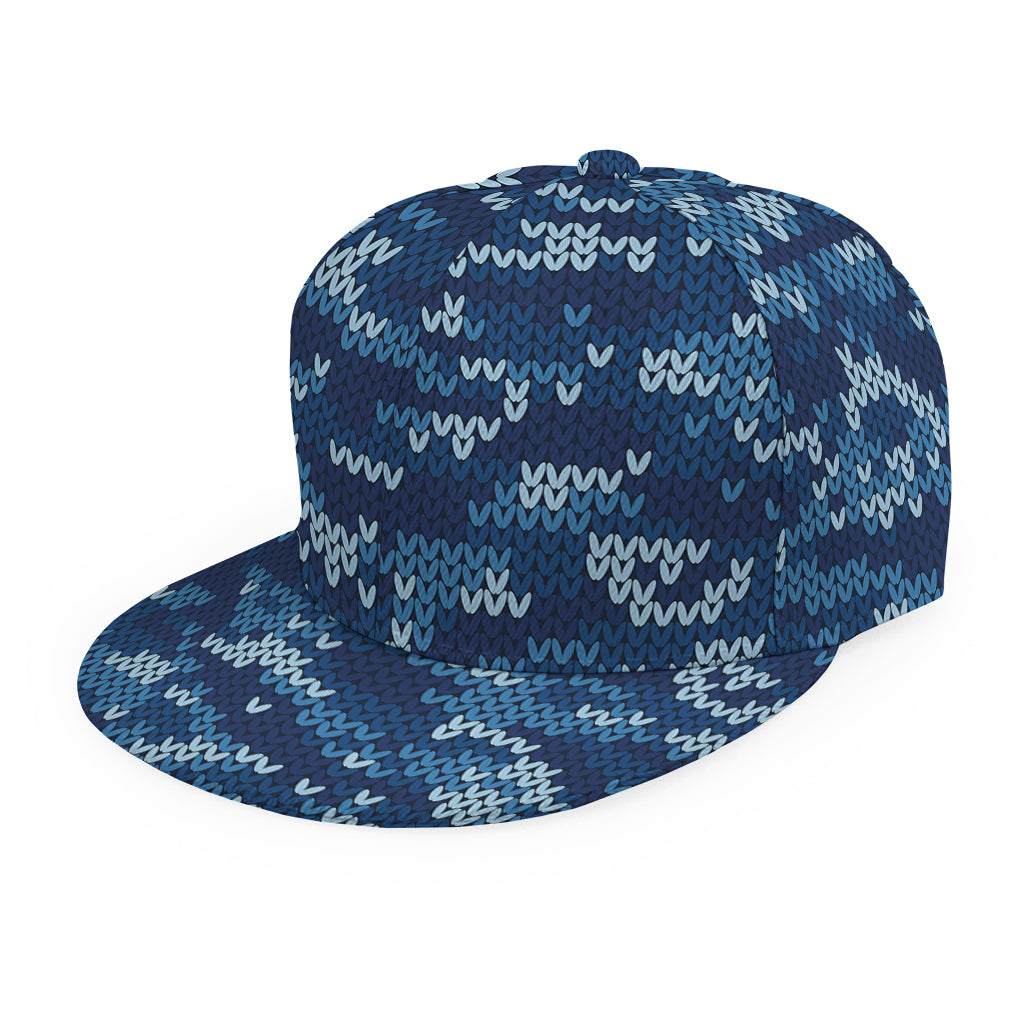 Blue Camouflage Knitted Pattern Print Snapback Cap