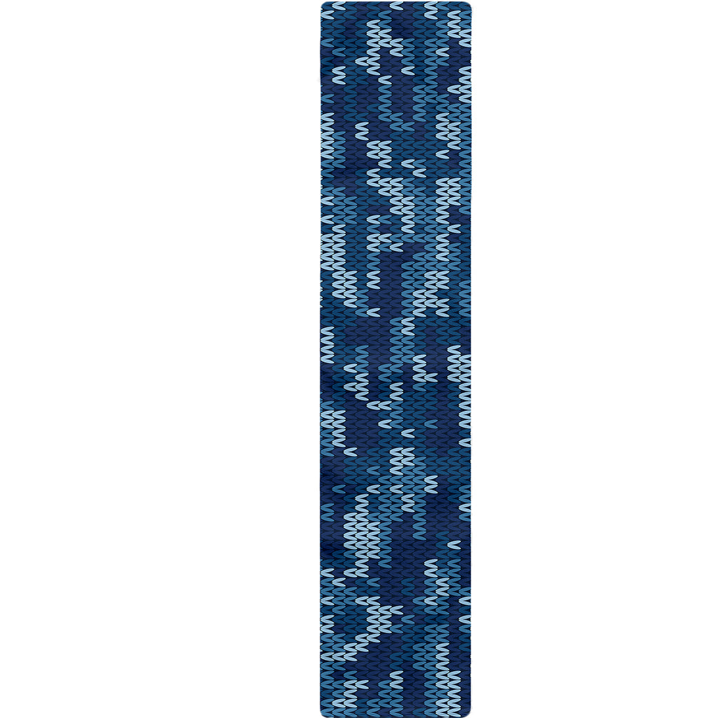 Blue Camouflage Knitted Pattern Print Table Runner