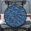 Blue Camouflage Knitted Pattern Print Tire Cover