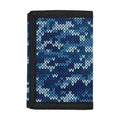 Blue Camouflage Knitted Pattern Print Trifold Wallet