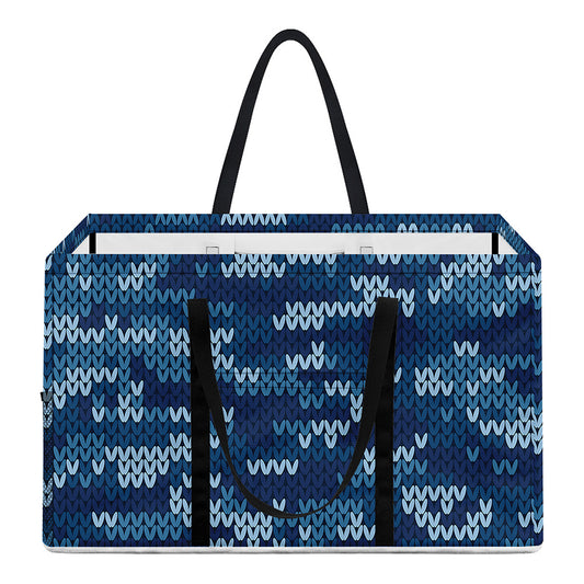 Blue Camouflage Knitted Pattern Print Utility Tote Bag