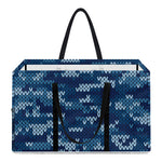 Blue Camouflage Knitted Pattern Print Utility Tote Bag