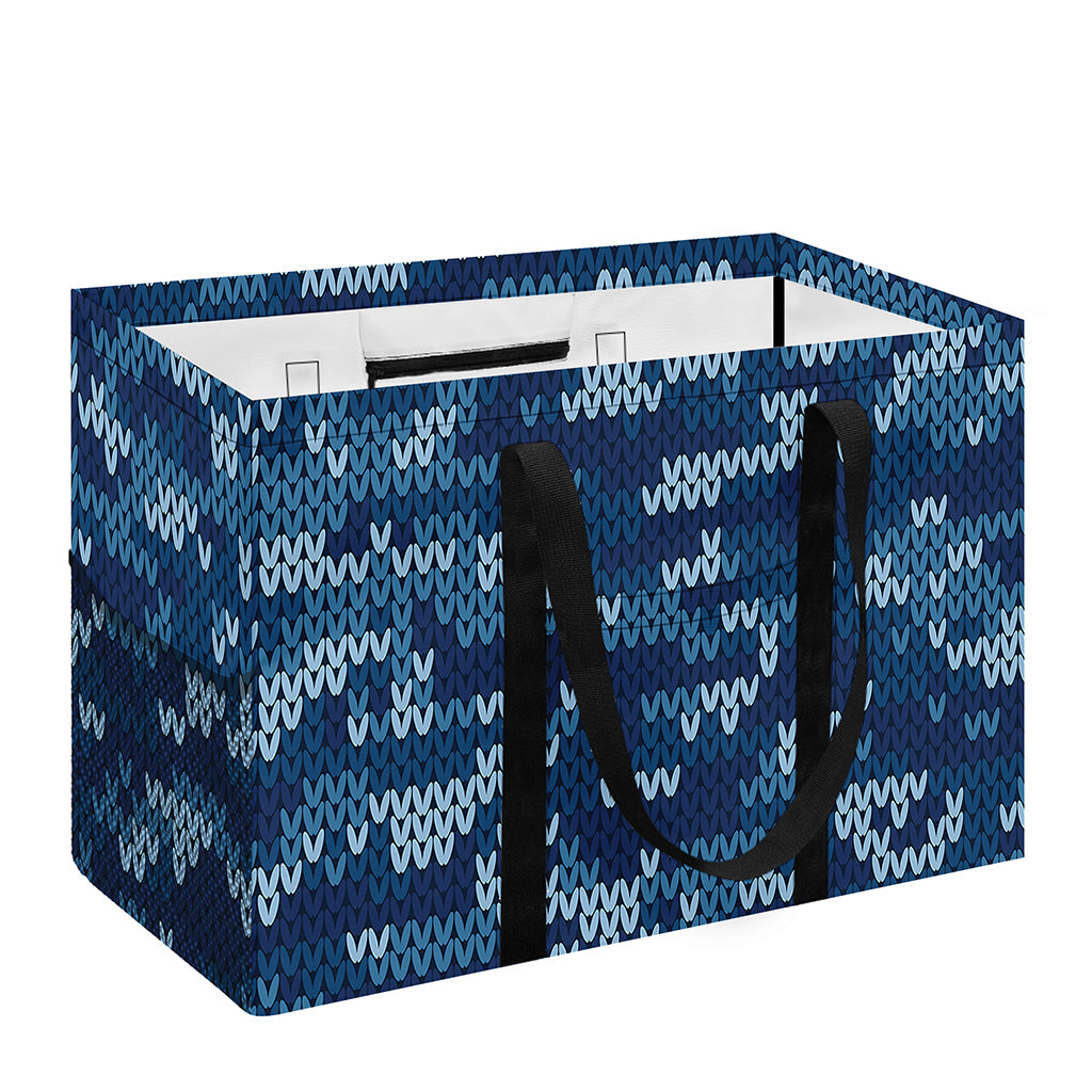 Blue Camouflage Knitted Pattern Print Utility Tote Bag