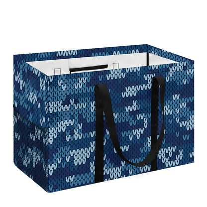 Blue Camouflage Knitted Pattern Print Utility Tote Bag