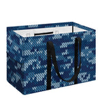 Blue Camouflage Knitted Pattern Print Utility Tote Bag