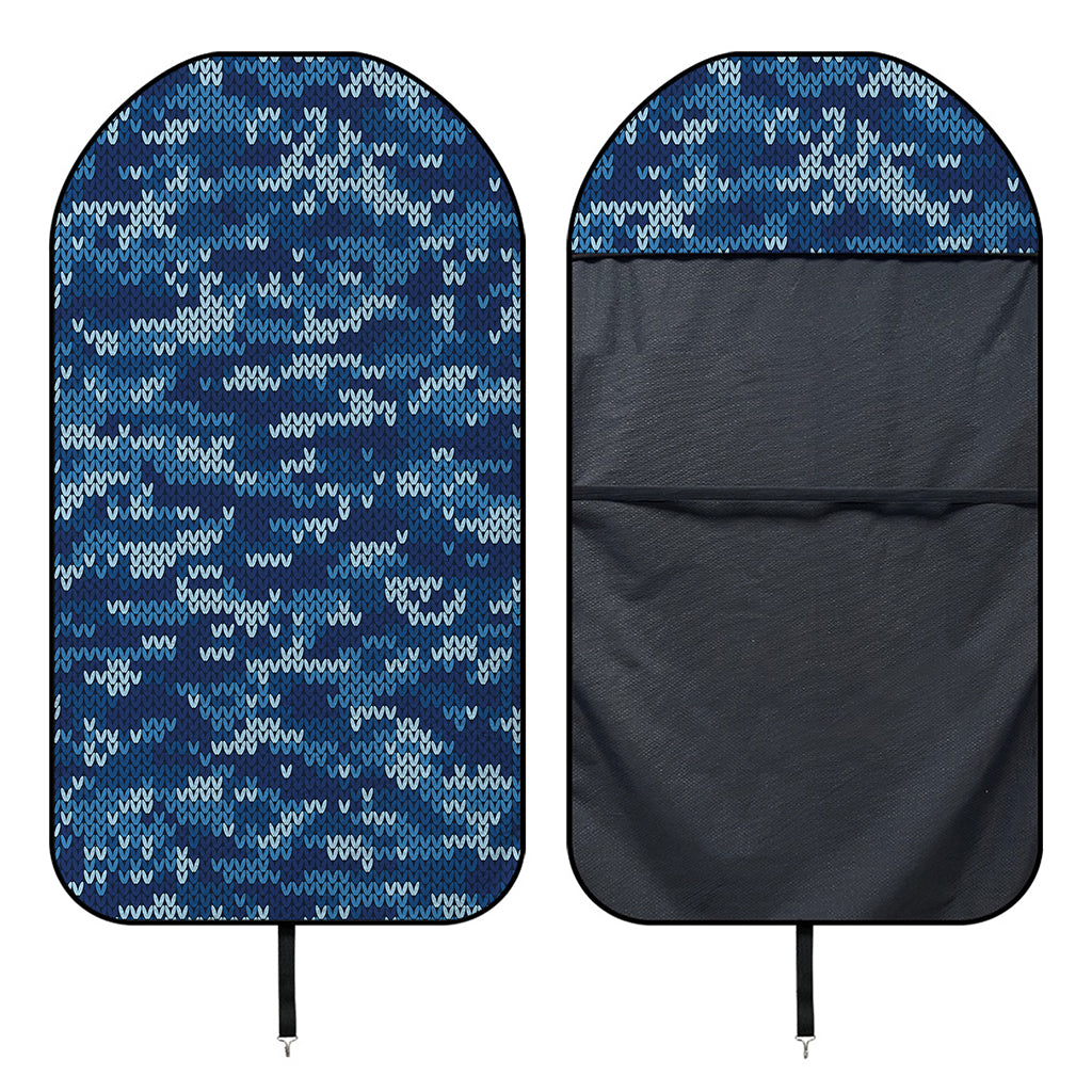 Blue Camouflage Knitted Pattern Print Waterproof Car Seat Cover