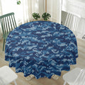 Blue Camouflage Knitted Pattern Print Waterproof Round Tablecloth