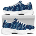 Blue Camouflage Knitted Pattern Print White Chunky Shoes