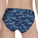 Blue Camouflage Knitted Pattern Print Women's Panties