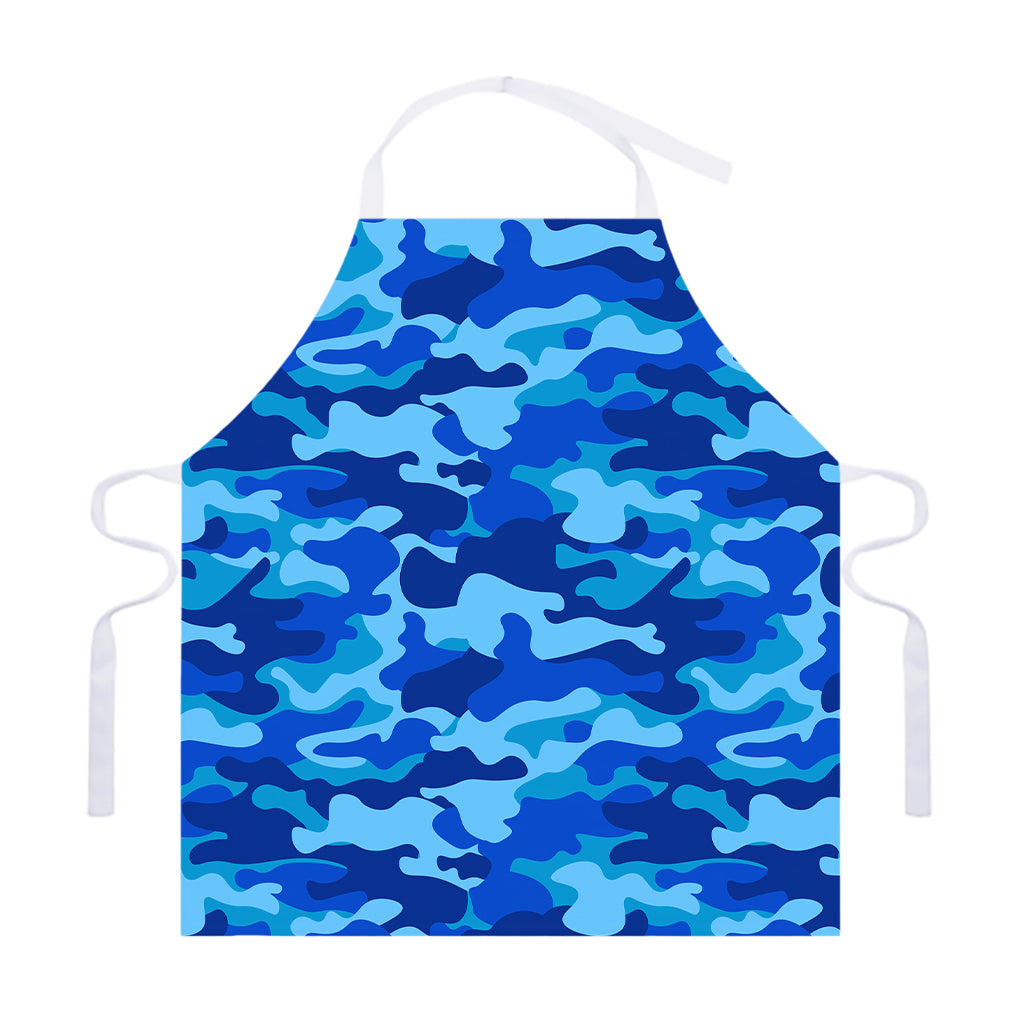 Blue Camouflage Print Adjustable Apron