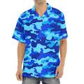 Blue Camouflage Print Aloha Shirt
