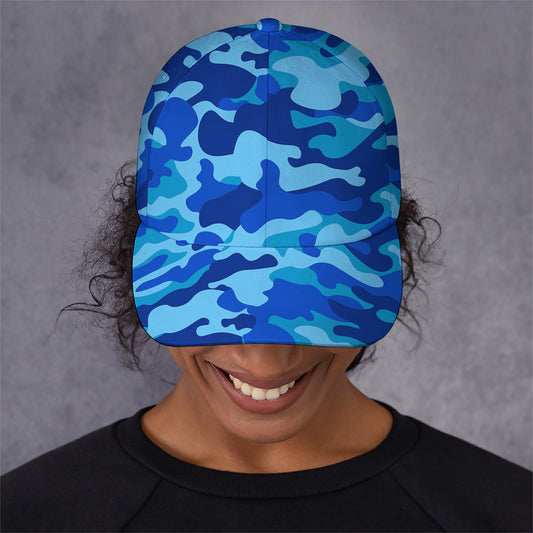 Blue Camouflage Print Baseball Cap