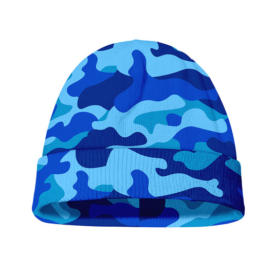 Blue Camouflage Print Beanie