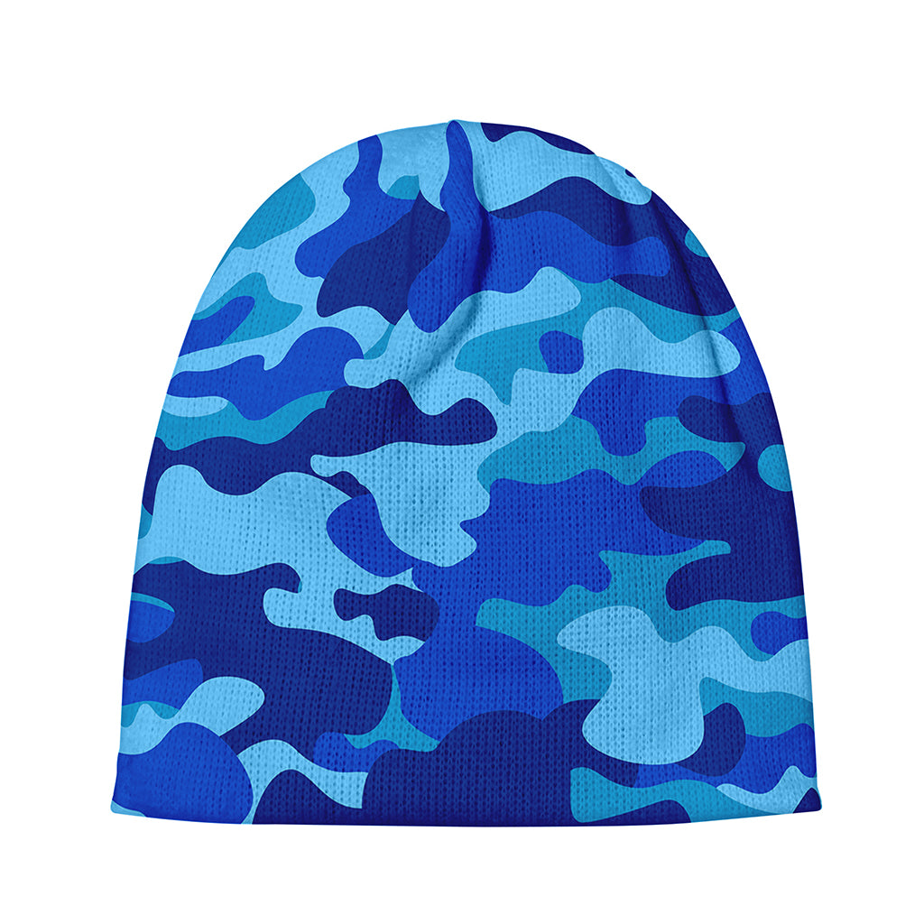 Blue Camouflage Print Beanie