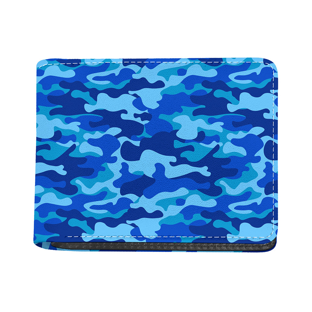 Blue Camouflage Print Bifold Wallet